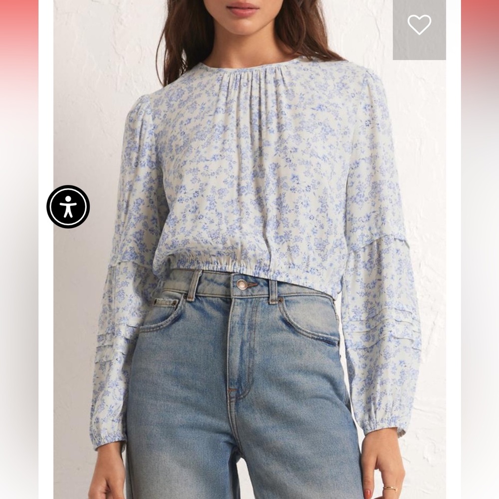 NWT Z Supply Light Blue Floral Blouse